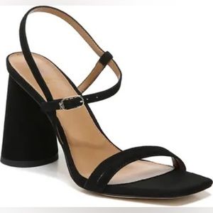 Sam Edelman Kit Black Suede Slingback Block Heel Sandal